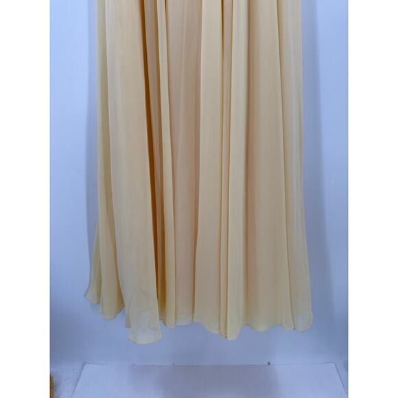 DAVID’S Bridal Dress Size 16 NWT Spaghetti Strap Chiffon Beaded Canary Yellow - Picture 14 of 16